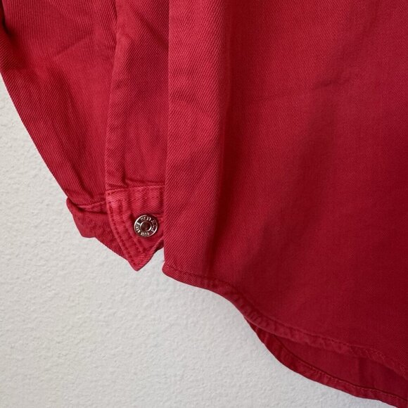Next Womens Size Medium Oversized Button Front Shirt Front Pockets RedTop - Picture 3 of 6